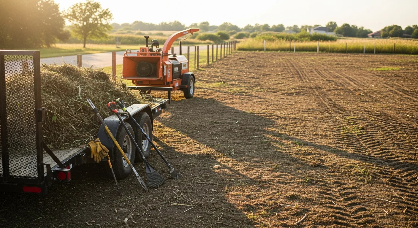 Brush and invasive vegetation being removed from overgrown property
